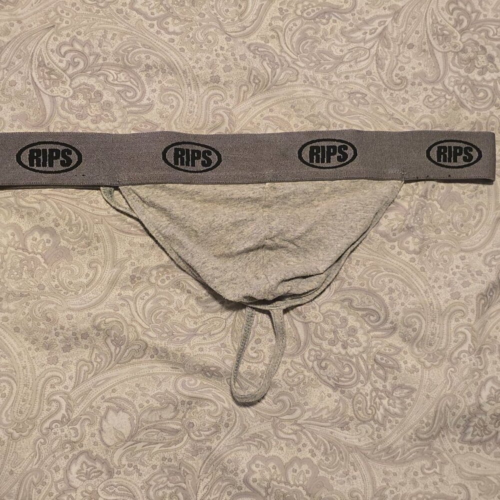 Vintage Rips Men's Y-Back Jock/Thong - Grey - Large
